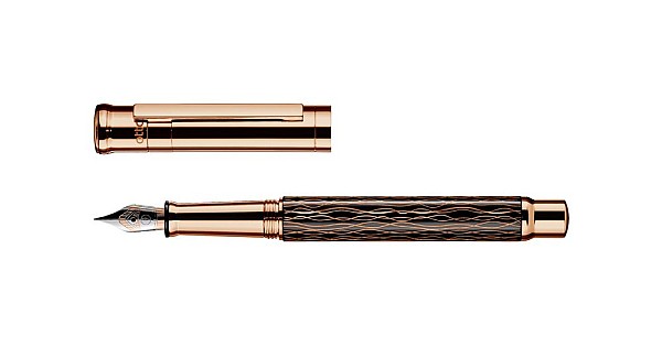 Otto Hutt Design 04 Wave Black Rose Gold Fountain pen - Vulpen